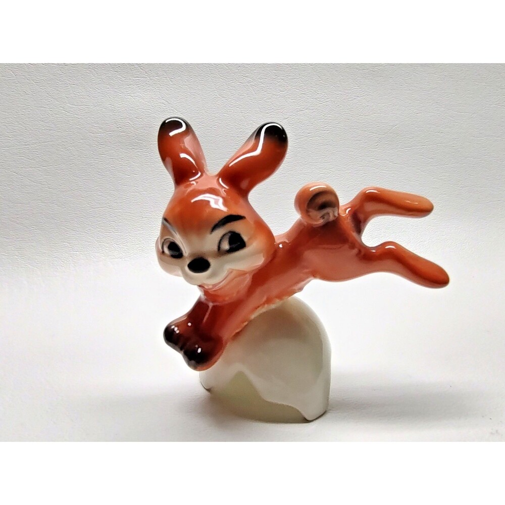 Vintage Goebel Porcelain Easter Bunny Rabbit with Egg W Germany Signed 3.25" T